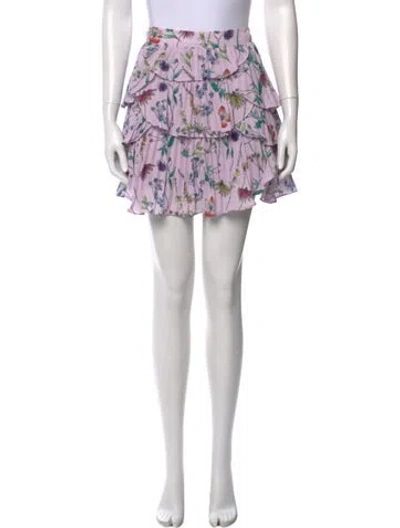 Pre-owned Amur Floral Print Mini Skirt In Purple