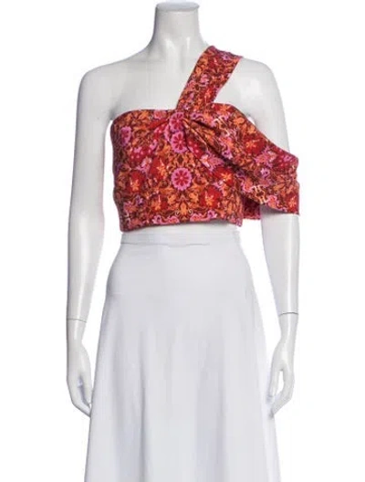Pre-owned Amur Floral Print One-shoulder Crop Top W/ Tags In Pink