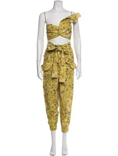 Pre-owned Amur Floral Print Pantsuit In Yellow