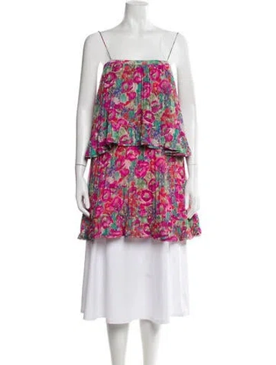 Pre-owned Amur Floral Print Scoop Neck Blouse In Pink