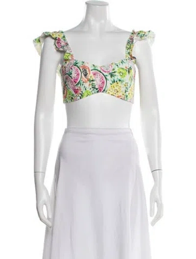 Pre-owned Amur Floral Print V-neck Crop Top In Multi