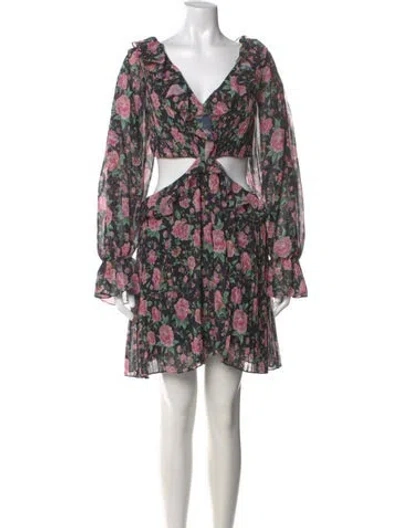 Pre-owned Amur Floral Print V-neck Romper In Multi