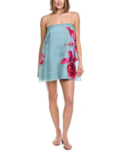 Amur Fran Printed Silk Mini Dress In Blue