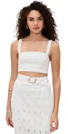 Amur Gabi Textured Twill Top In Sea Salt