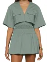 Amur Genny Smocked Mini Dress In Tree Moss