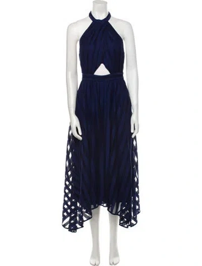Pre-owned Amur Halterneck Long Dress In Blue