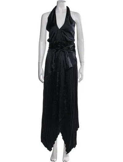 Pre-owned Amur Halterneck Long Dress In Blue
