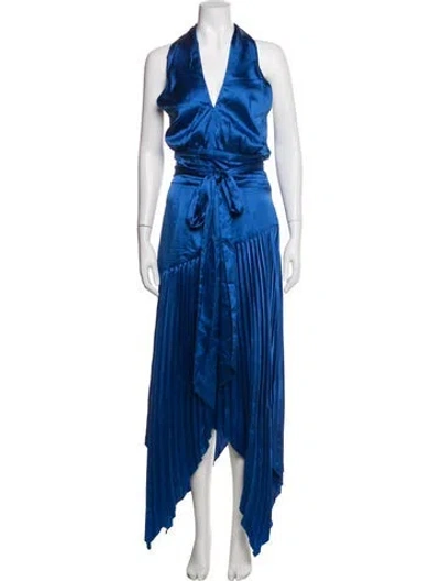 Pre-owned Amur Halterneck Long Dress In Blue