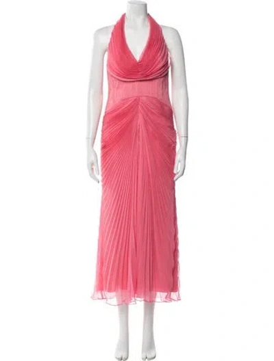 Pre-owned Amur Halterneck Long Dress In Pink