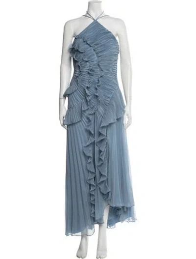 Pre-owned Amur Halterneck Long Dress W/ Tags In Blue