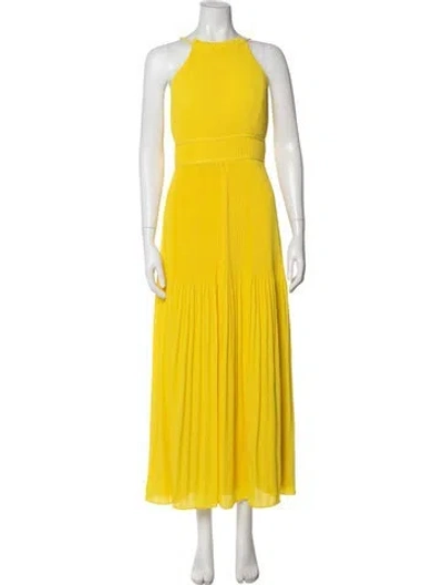 Pre-owned Amur Halterneck Long Dress In Yellow