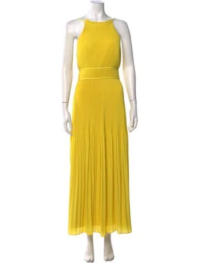 Pre-owned Amur Halterneck Long Dress In Yellow