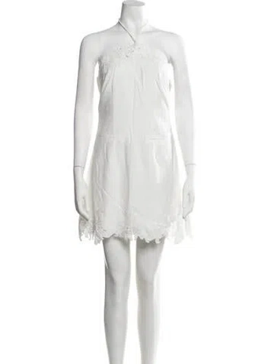 Pre-owned Amur Halterneck Mini Dress In White