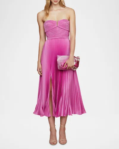 Amur Harden Pleated Strapless Midi Dress In Pink Pearl