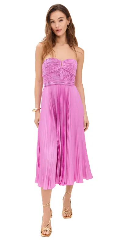 Amur Harden Pleated Strapless Midi Dress Pink Pearl