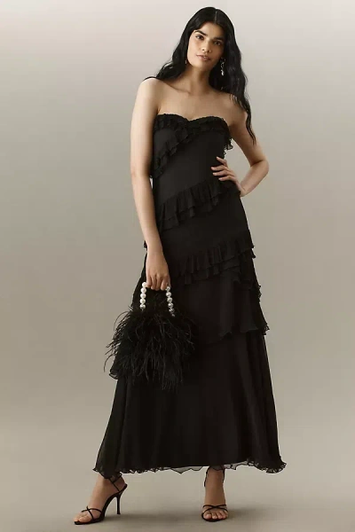 Amur Harrison Silk Strapless Maxi Dress In Black