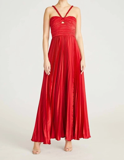 Amur Idra Braided Strap Gown In Cranberry Red In Multi