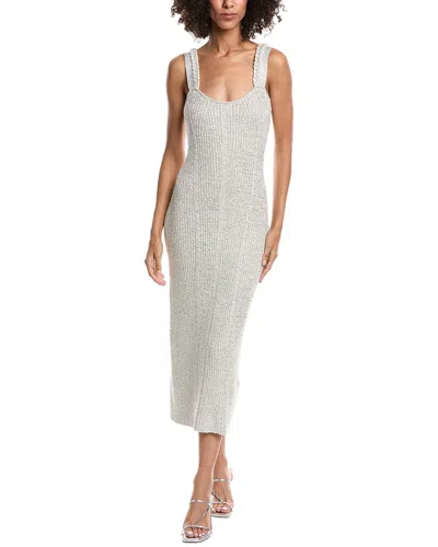 Amur Indiyah Metallic Knit Midi Dress In Silver