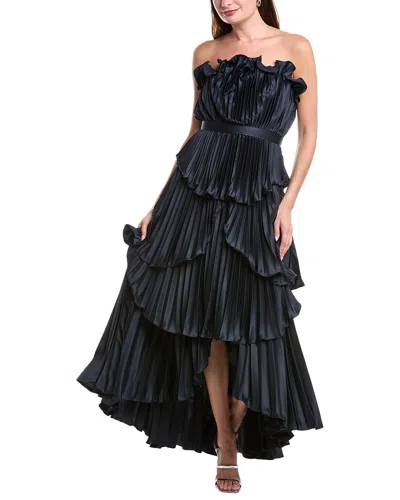 Amur Janey Tiered Midi Dress In Black