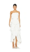 Amur Janey Tiered Shell Midi Dress In 象牙白