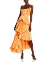 Amur Janey Tiered Shell Midi Dress In Sweet Peach