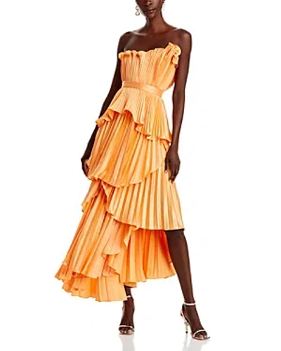 Amur Janey Tiered Shell Midi Dress In Sweet Peach