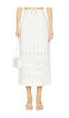 Amur Jay Textured Twill Midi Skirt In 海盐白