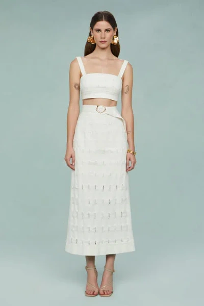 Amur Jay Textured Twill Midi Skirt