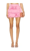 Amur Jazzlyn Applique Fringe Skirt In Pink Opal
