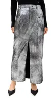 Amur Jil Midi Faux Leather Skirt Chrome In Chrome