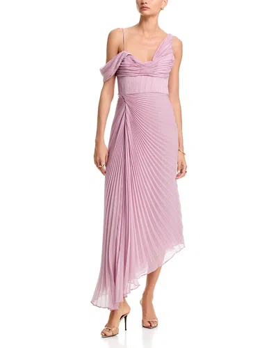 Amur Joelle Pleated Drape Dress In Pink