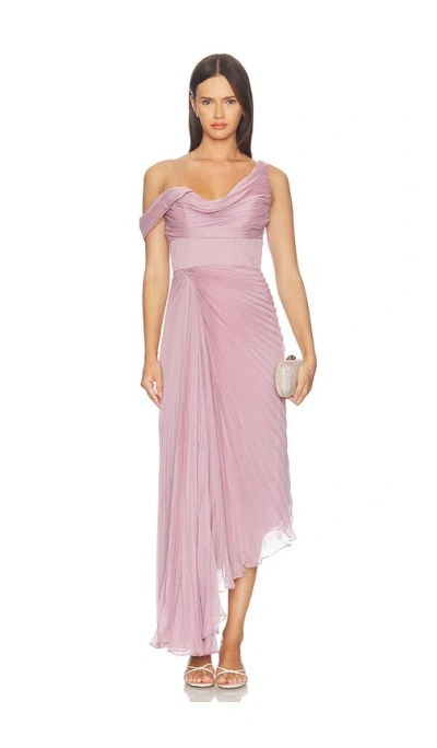 Amur Joelle Pleated Draped Gown In Purple