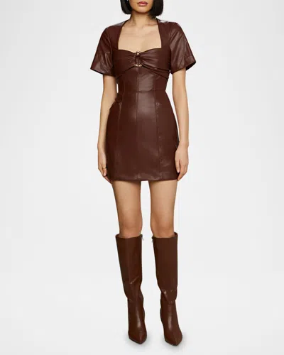Amur Faux Leather Mini Dress In Chocolate Brown