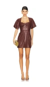 Amur Joey Leather Mini Dress In Smokey Quartz In Brown