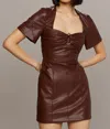 Amur Joey Leather Mini Dress In Smokey Quartz In Brown
