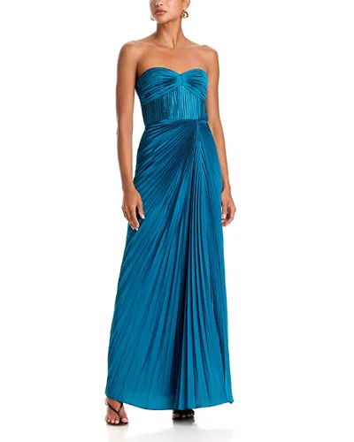 Amur Joyceanne Plisse Gown In Blue