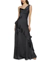 Amur Juliet Charmeuse Cowl-neck Gown In Charcoal Cloud