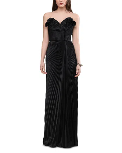 Amur Kaylani Pleated Gown In Black