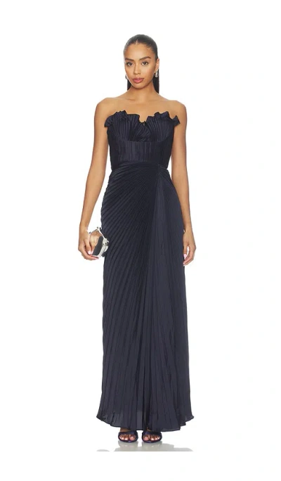 Amur Kaylani Pleated Gown In Blue