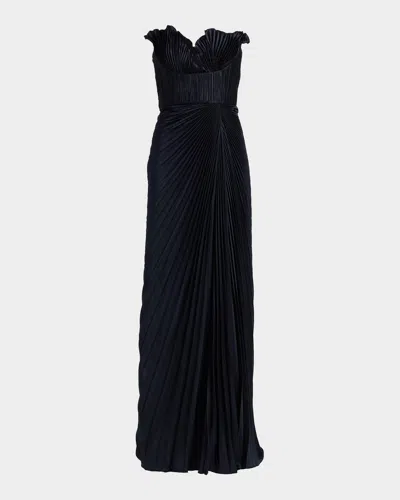 Amur Kaylani Pleated Gown In Black