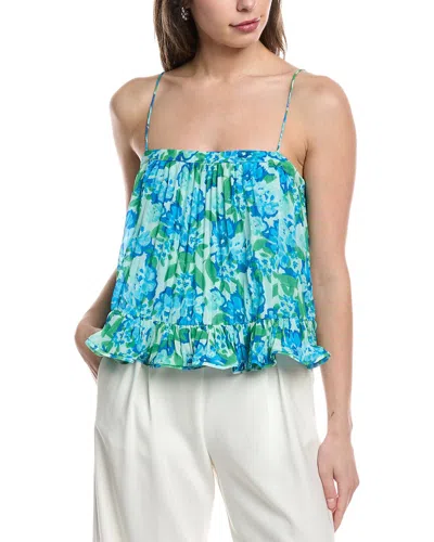 Amur Kersten Square Neck Pleated Top In Garden Blues In Multi