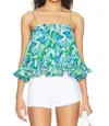 Amur Kersten Pleated Top In Garden Blues In Blue