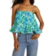 Amur Kersten Pleated Top In Garden Blues In Blue