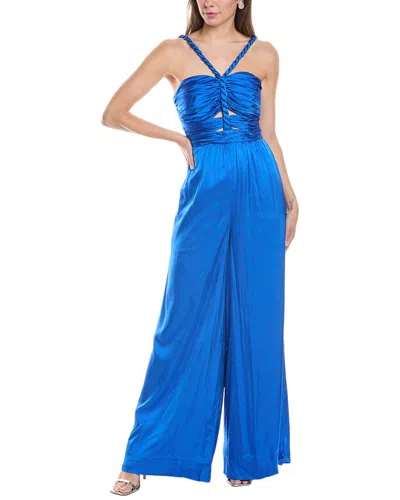 Amur Kirah Twist Halter Jumpsuit In Deep Ocean In Blue
