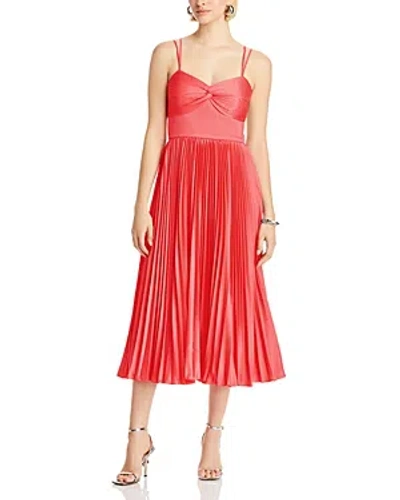 Amur Krisley Pleated Midi Dress In Spicy Coral