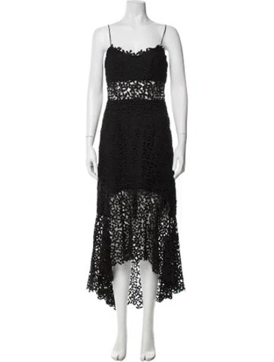Pre-owned Amur Lace Pattern Midi Length Dress In Black