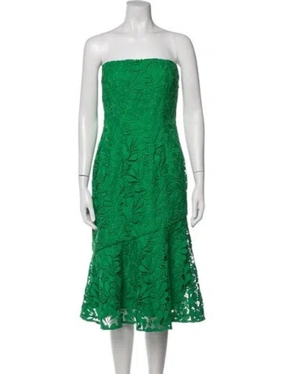 Pre-owned Amur Lace Pattern Midi Length Dress In Green