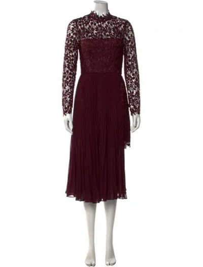 Pre-owned Amur Lace Pattern Midi Length Dress In Purple
