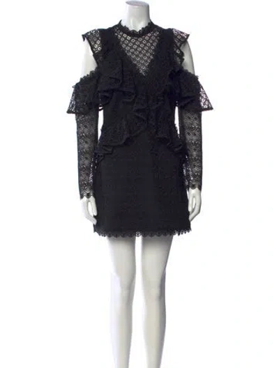 Pre-owned Amur Lace Pattern Mini Dress In Black