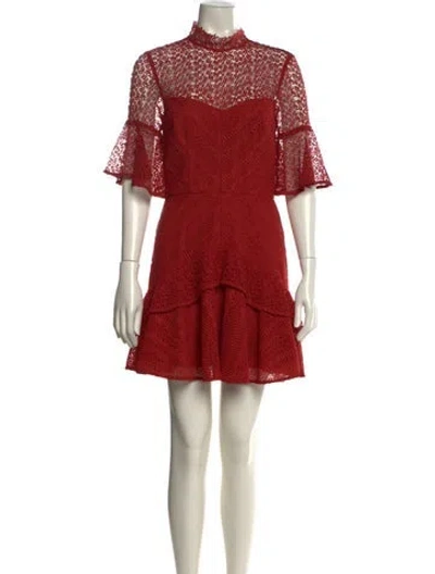 Pre-owned Amur Lace Pattern Mini Dress In Red